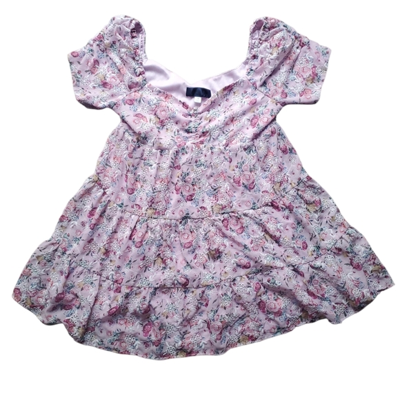 Blue Rain Tops - Floral Pink Short Sleeve Dress
